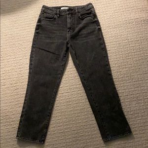 Washed black mom jeans